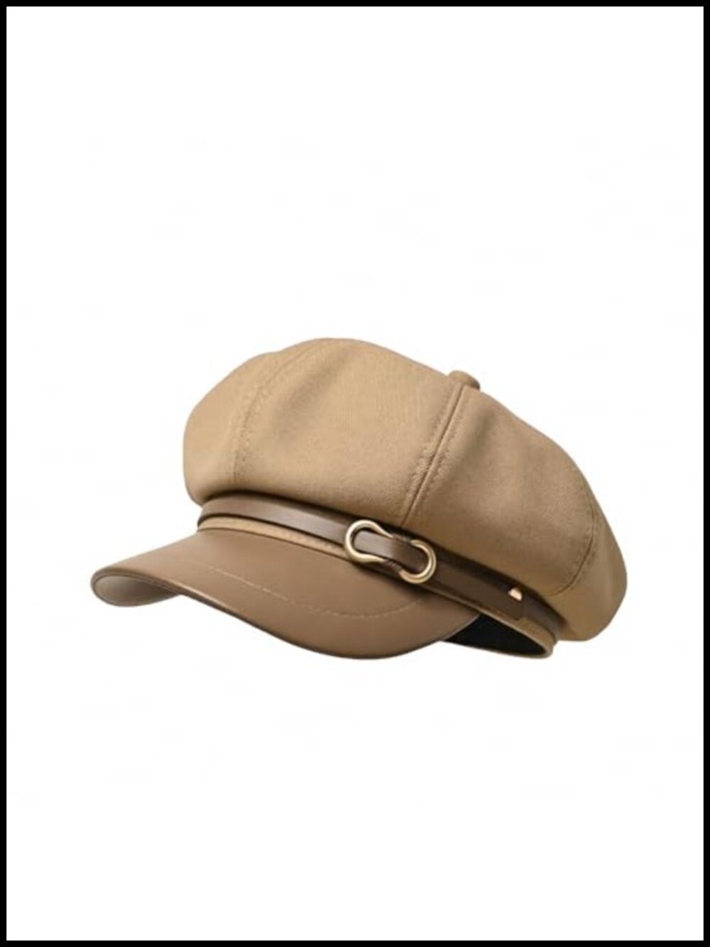 Women's Newsboy Cap PU Leather Brim Cabbie Hat Vintage Adjustable